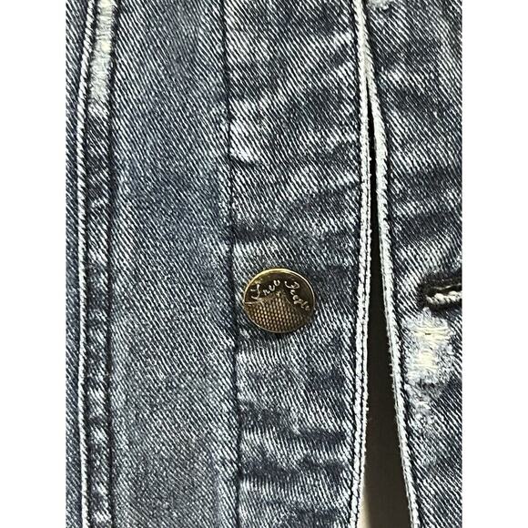 Free People Jean Jacket Hoodie Casual Grunge Cotton Fall Indie Distressed XS - Picture 2 of 9